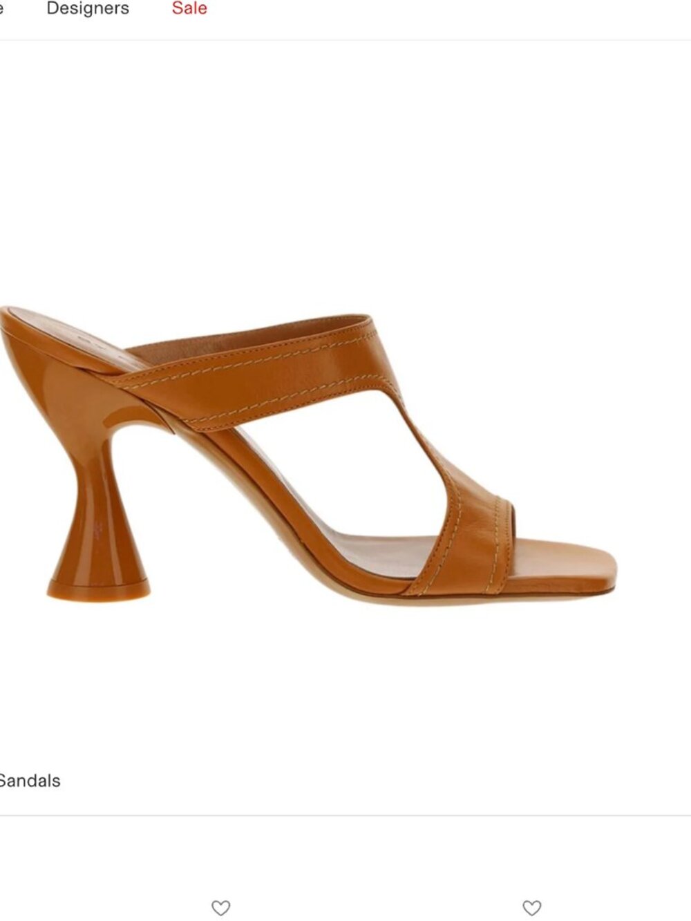 BY FAR Nadia Cut-Out Heeled Lambskin Sandals, Tan, Sz 8, w/Dustbag & Box $550